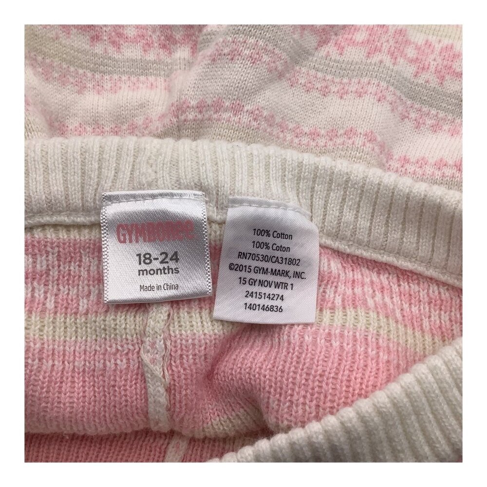 Gymboree Sweater Knit Pants Baby Girl 18-24M Pink & White Nordic Pattern Cotton - Picture 3 of 7